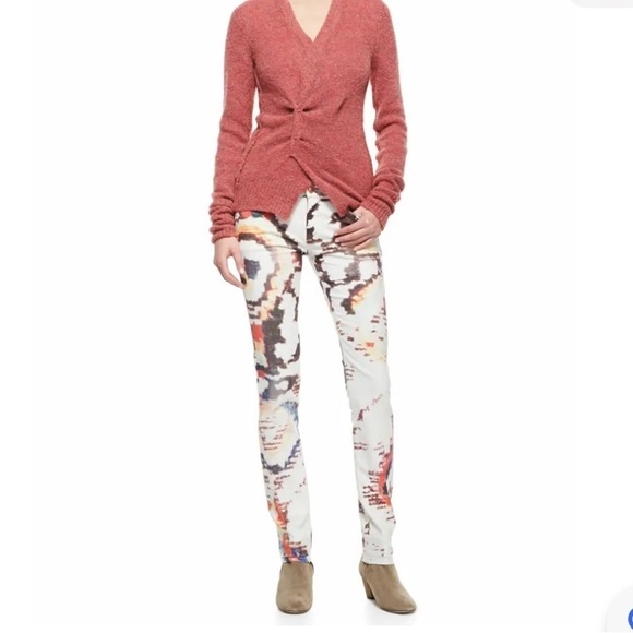 Isabel Marant Etoile Reilly Printed Slim Jeans White/Multicolored Sz 42 - Picture 2 of 12